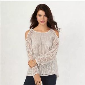 NWT LC Lauren Conrad Lace Cold Shoulder Top